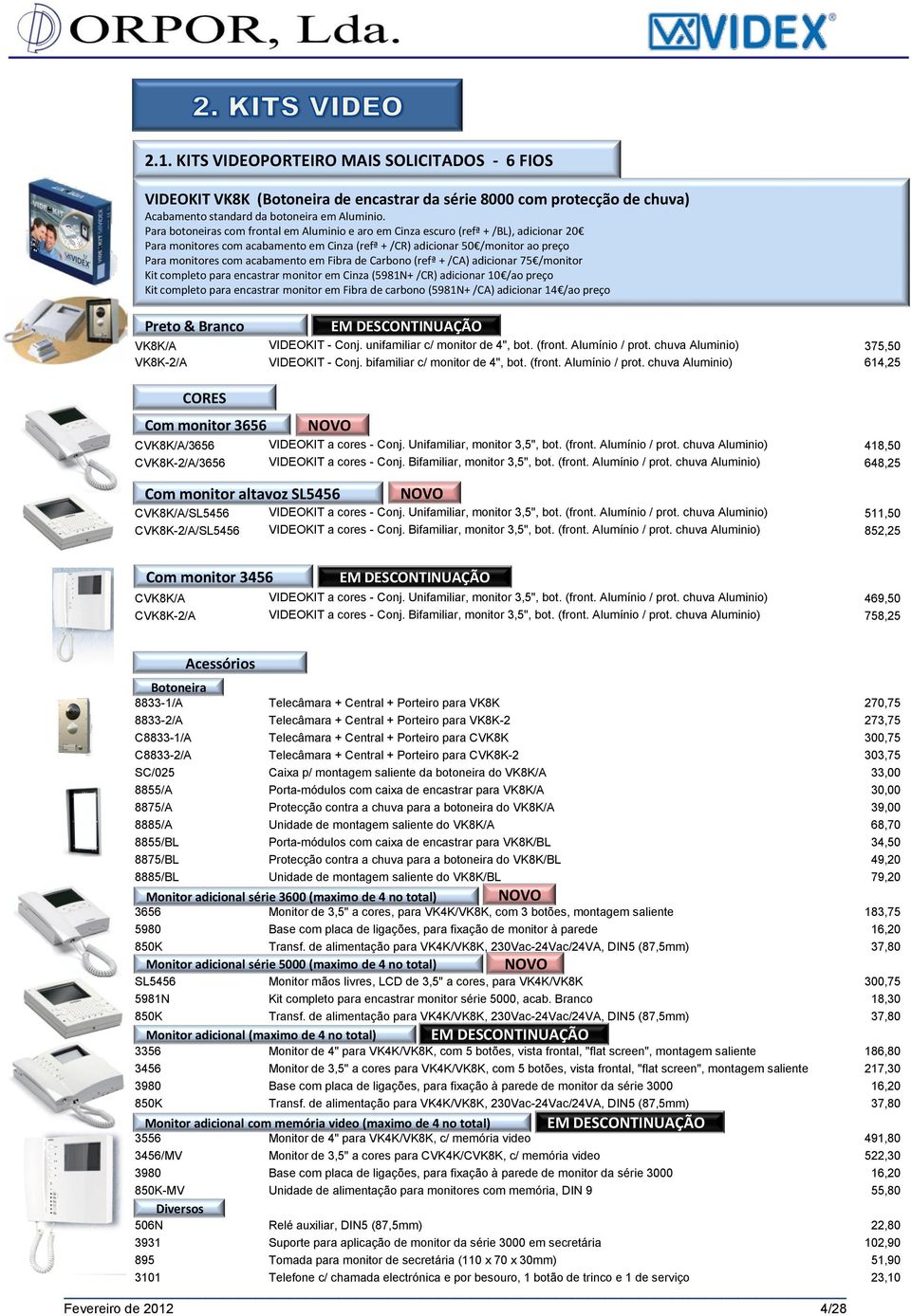 acabamento em Fibra de Carbono (refª + /CA) adicionar 75 /monitor Kit completo para encastrar monitor em Cinza (5981N+ /CR) adicionar 10 /ao preço Kit completo para encastrar monitor em Fibra de