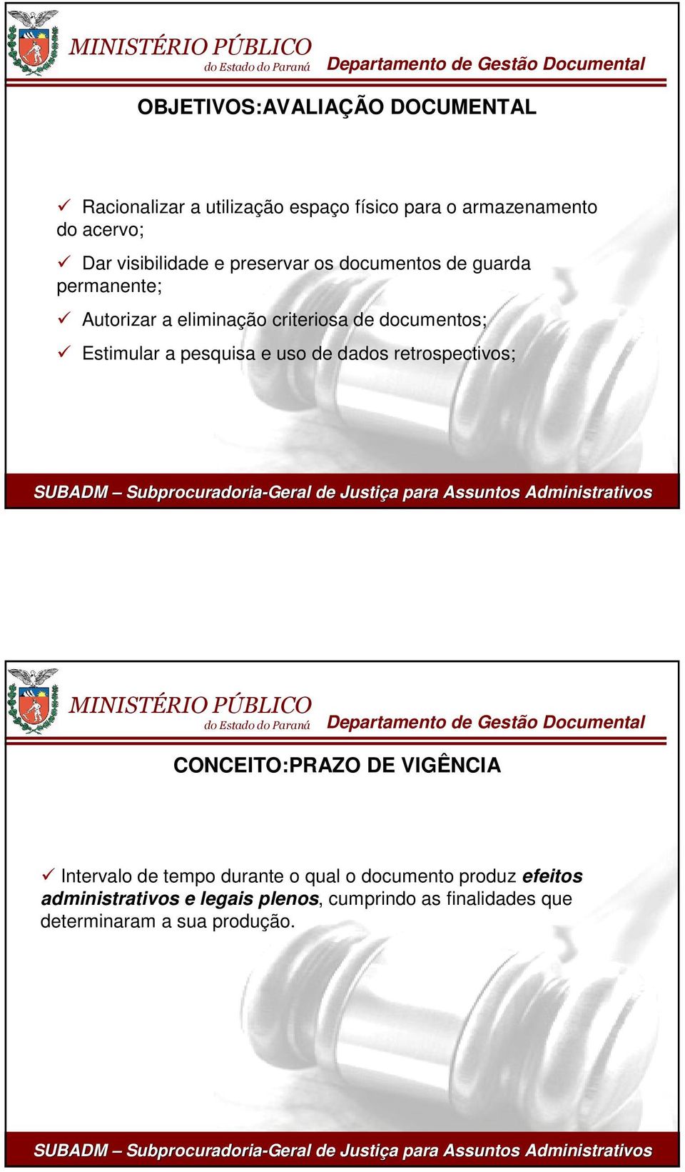 Estimular a pesquisa e uso de dados retrospectivos; CONCEITO:PRAZO DE VIGÊNCIA Intervalo de tempo durante o