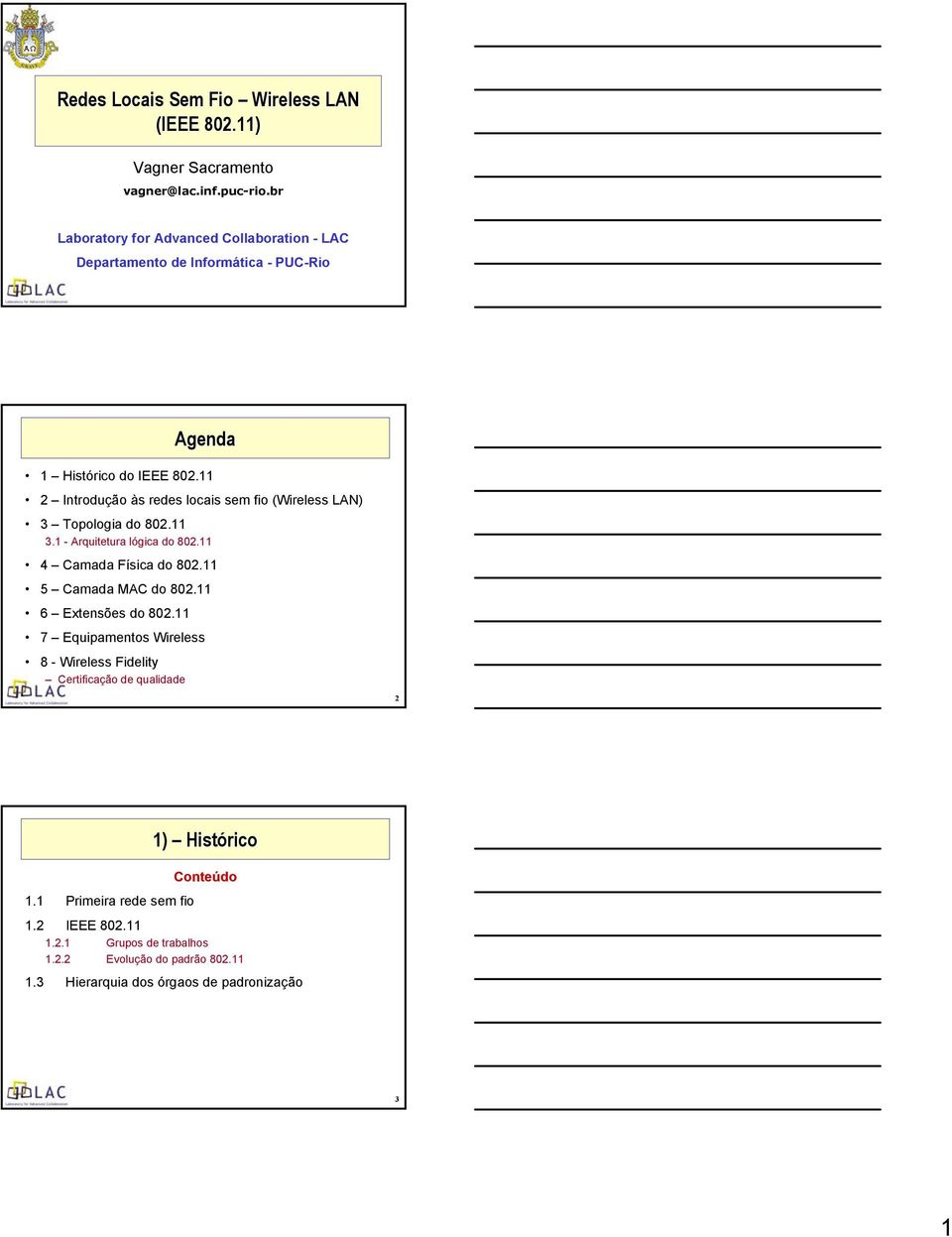 11 2 Introdução às redes locais sem fio (Wireless LAN) 3 Topologia do 802.11 3.1 - Arquitetura lógica do 802.11 4 Camada Física do 802.11 5 Camada MAC do 802.