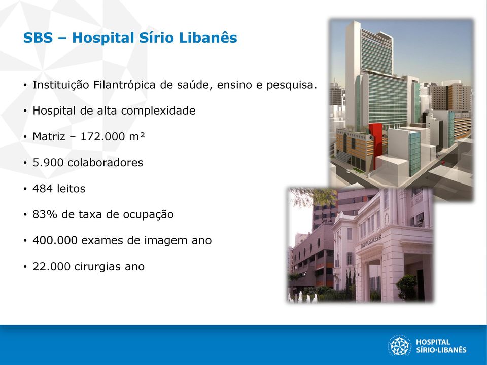 Hospital de alta complexidade Matriz 172.000 m² 5.