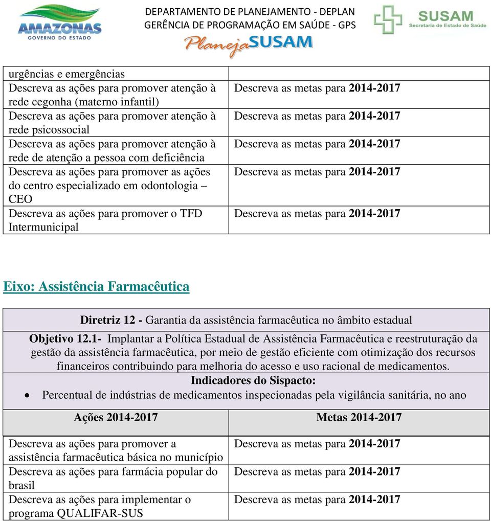 Farmacêutica Diretriz 12 - Garantia da assistência farmacêutica no âmbito estadual Objetivo 12.