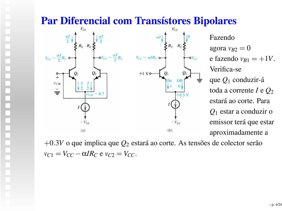 Para Q 1 estar a conduzir o emissor terá que estar aproximadamente a +0.