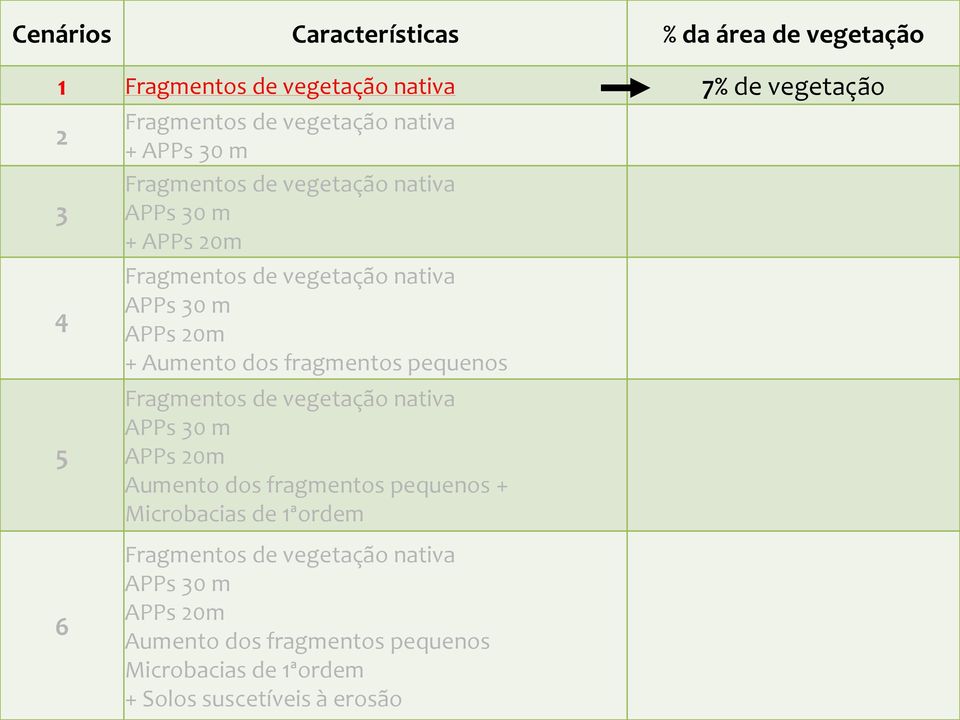 Aumento dos fragmentos pequenos + Microbacias de 1ªordem