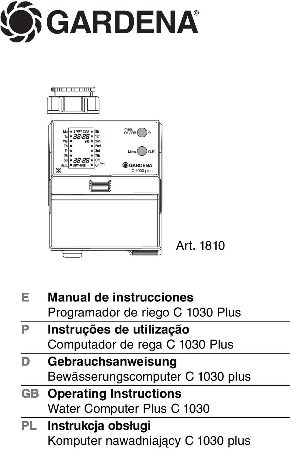 Instruções de utilização Computador de rega C 1030 Plus D