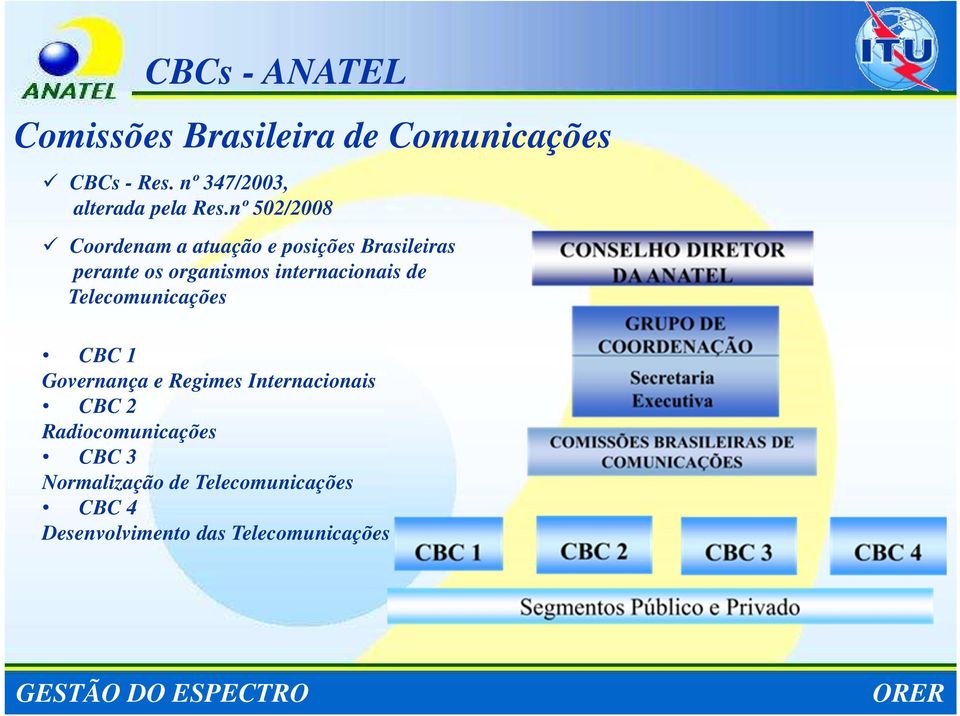 nº 502/2008 Coordenam a atuação e posições Brasileiras perante os organismos