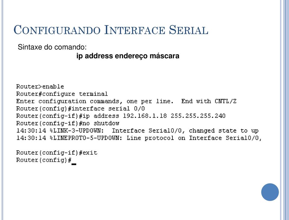 Sintaxe do comando: