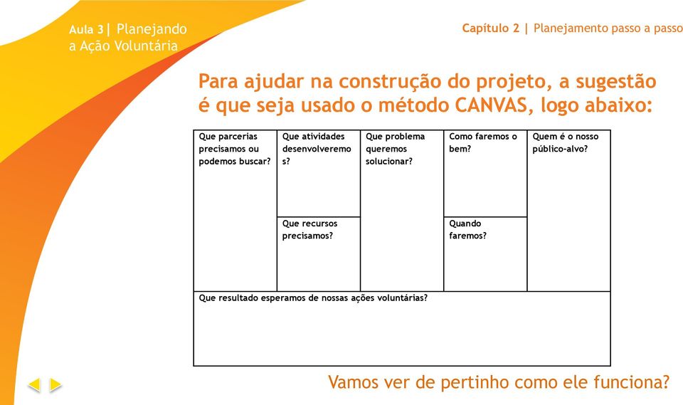 Que atividades desenvolveremo s? Que problema queremos solucionar? Como faremos o bem? Quem é o nosso público-alvo?