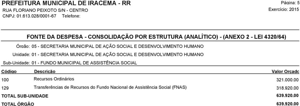 MUNICIPAL DE ASSISTÊNCIA SOCIAL 321.