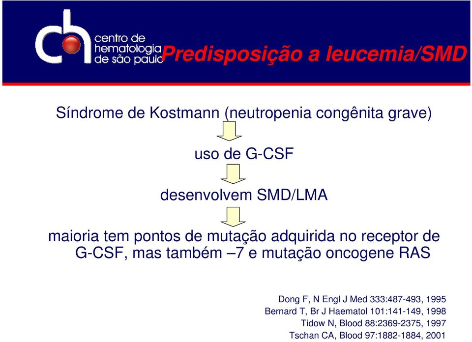 mas também 7 e mutação oncogene RAS Dong F, N Engl J Med 333:487-493, 1995 Bernard T, Br J