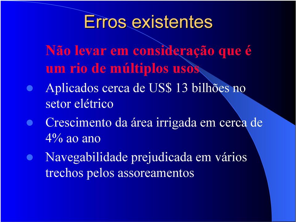 elétrico Crescimento da área irrigada em cerca de 4% ao