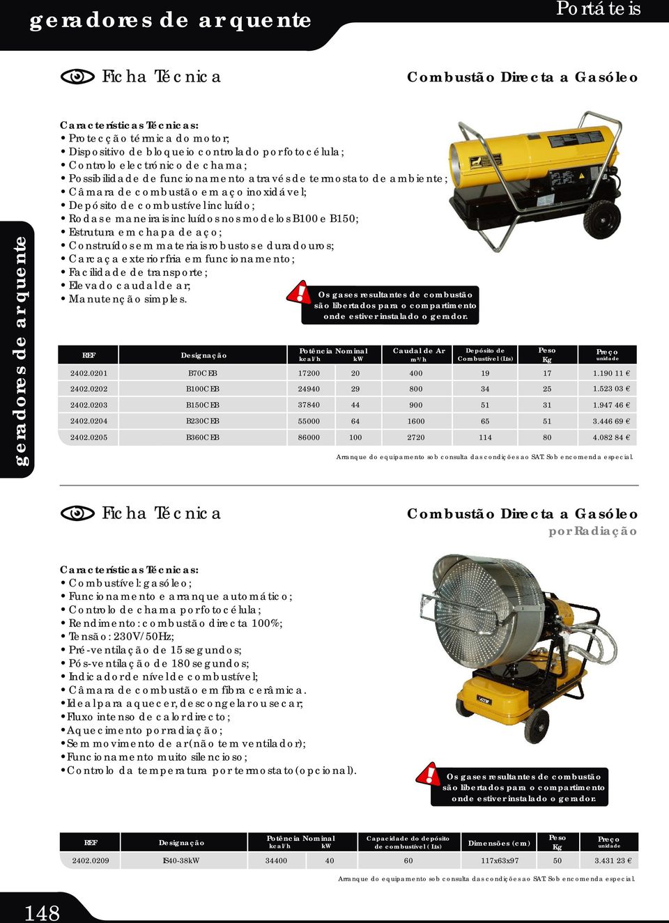 Construídos em materiais robustos e duradouros; Carcaça exterior fria em funcionamento; Facilidade de transporte; Elevado caudal de ar; Manutenção simples. 40.00 40.00 40.003 40.004 40.