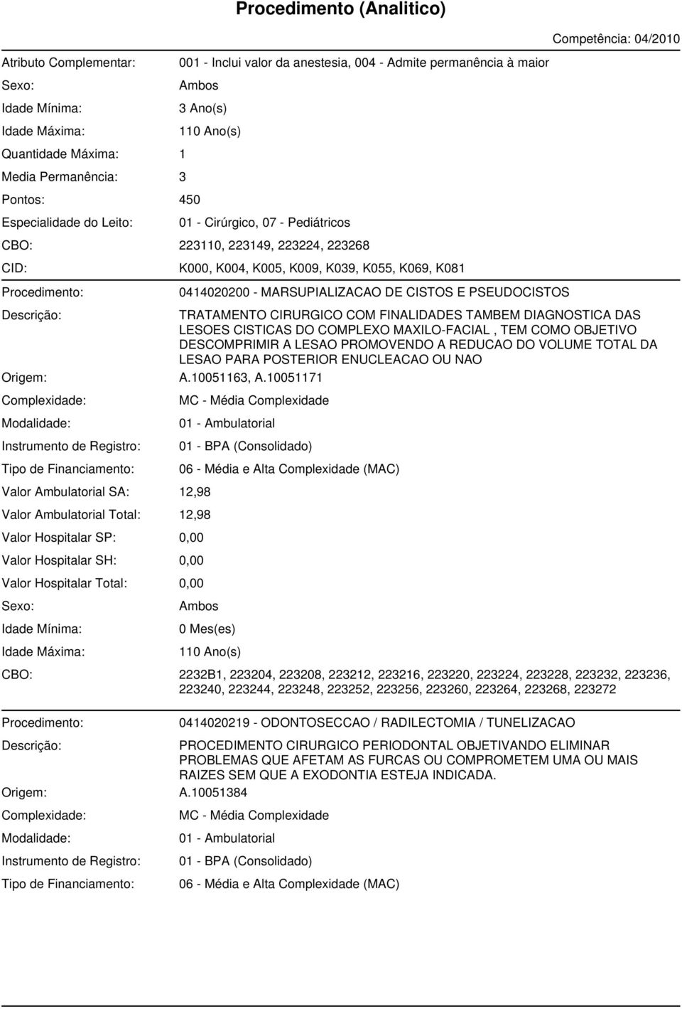 DIAGNOSTICA DAS LESOES CISTICAS DO COMPLEXO MAXILO-FACIAL, TEM COMO OBJETIVO DESCOMPRIMIR A LESAO PROMOVENDO A REDUCAO DO VOLUME TOTAL DA LESAO PARA POSTERIOR ENUCLEACAO OU NAO Origem: A.10051163, A.