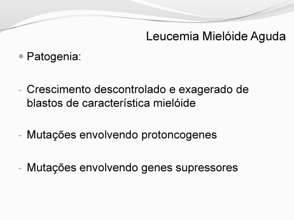 blastos de característica mielóide - Mutações