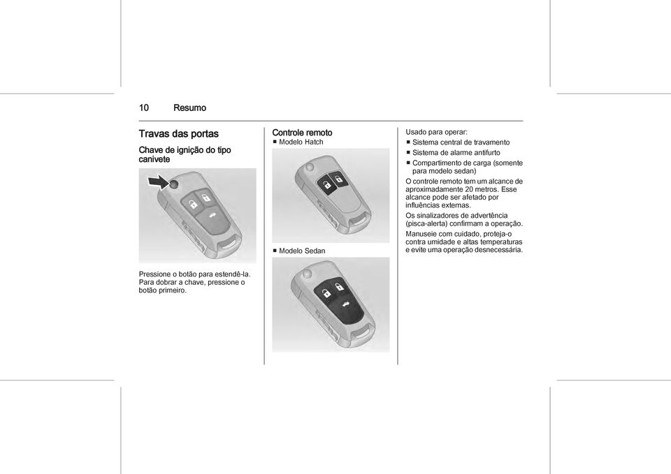 Esse alcance pode ser afetado por influências externas. Os sinalizadores de advertência (pisca-alerta) confirmam a operação.