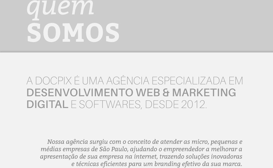 Nossa agência surgiu com o conceito de atender as micro, pequenas e médias empresas de São