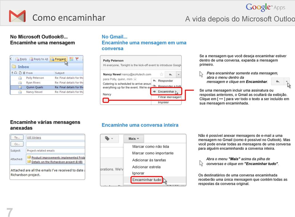 Se uma mensagem incluir uma assinatura ou respostas anteriores, o Gmail as ocultará da exibição. Clique em [ ] para ver todo o texto a ser incluído em sua mensagem encaminhada.