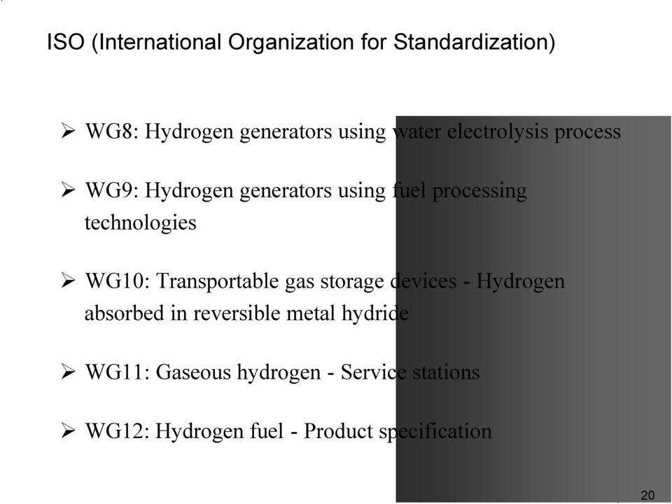 WG10: Transportable gas storage devices - Hydrogen absorbed in reversible metal