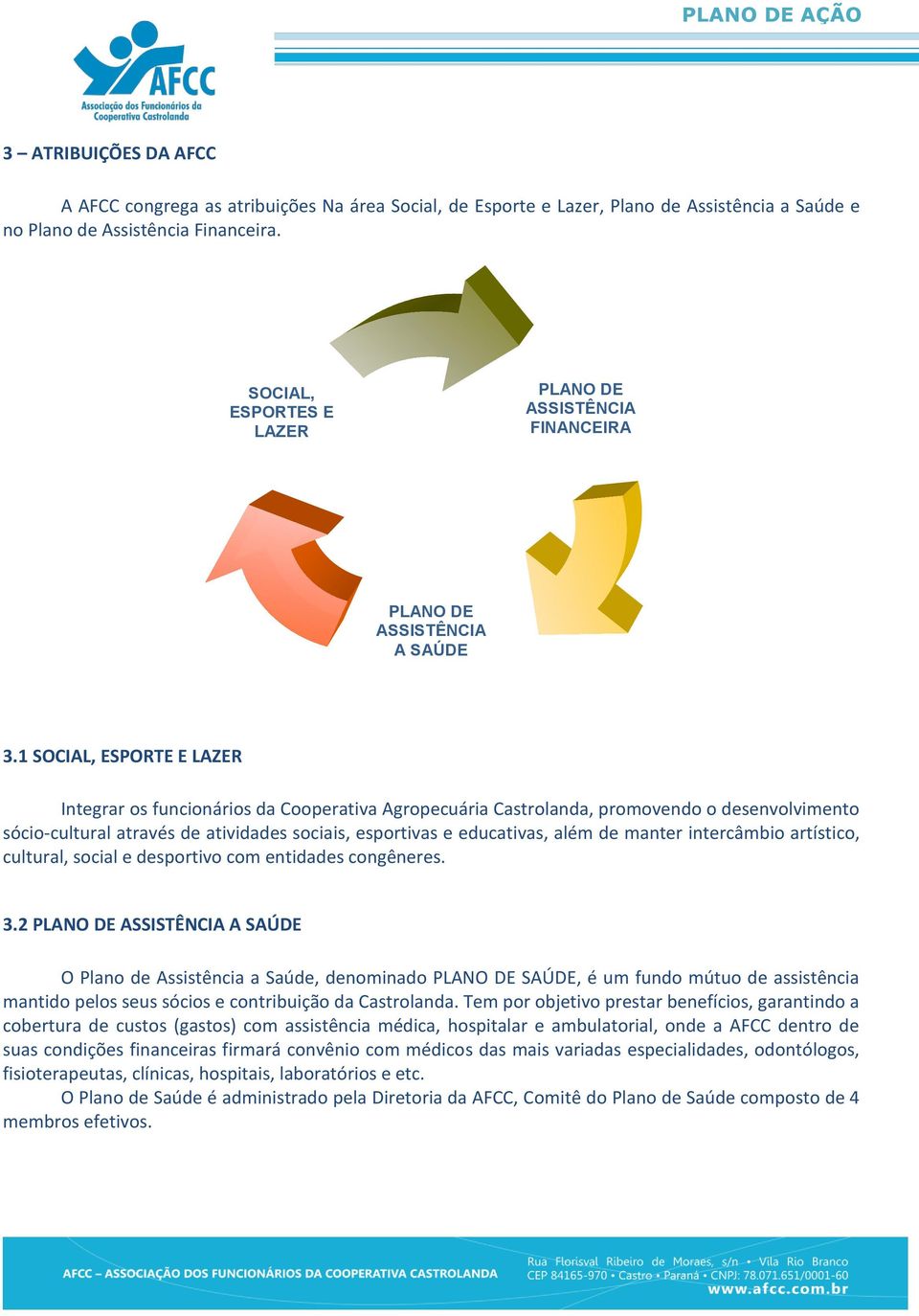 1 SOCIAL, ESPORTE E LAZER Integrar os funcionários da Cooperativa Agropecuária Castrolanda, promovendo o desenvolvimento sócio-cultural através de atividades sociais, esportivas e educativas, além de