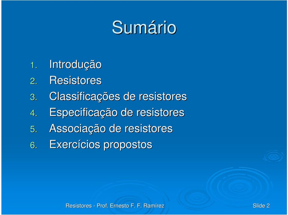 Especificação de resistores 5.