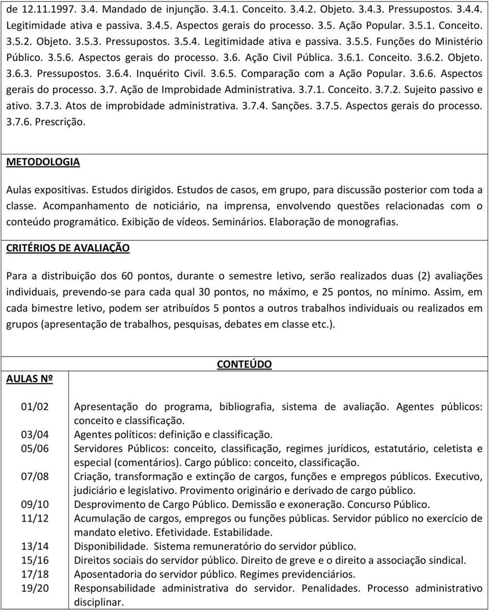 Ação de Improbidade Administrativa. 3.7.1. Conceito. 3.7.2. Sujeito passivo e ativo. 3.7.3. Atos de improbidade administrativa. 3.7.4. Sanções. 3.7.5. Aspectos gerais do processo. 3.7.6. Prescrição.