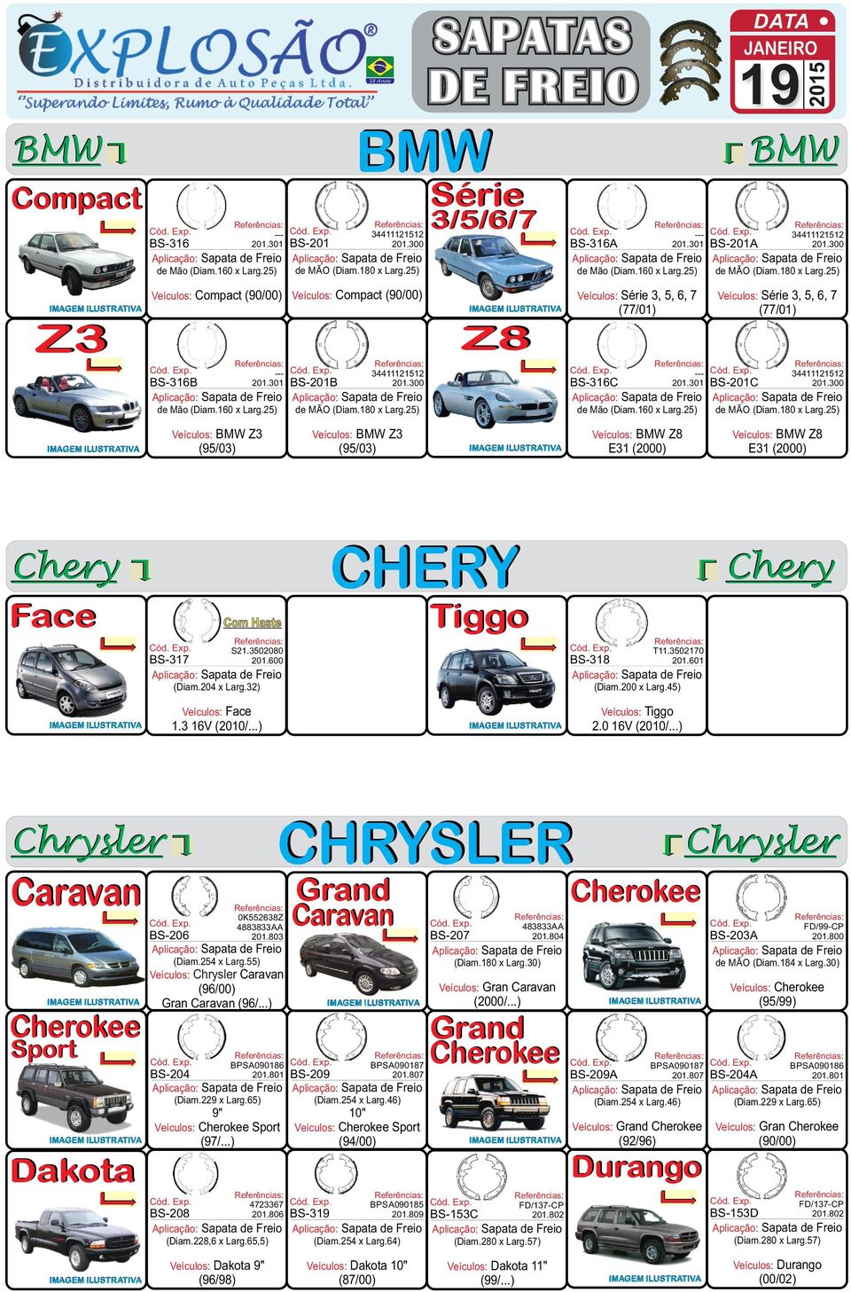 301 BS-201B 34411121512 201.300 BS-316C de Mão (Diam.160 x Larg.25) de MÃO (Diam.180 x Larg.25) Veículos: BMW Z3 Veículos: BMW Z3 (95/03) (95/03) 201.301 BS-201C de Mão (Diam.160 x Larg.25) de MÃO (Diam.180 x Larg.25) Veículos: BMW Z8 Veículos: BMW Z8 E31 (2000) E31 (2000) CHERY Chery Face BS-317 Chery Tiggo S21.