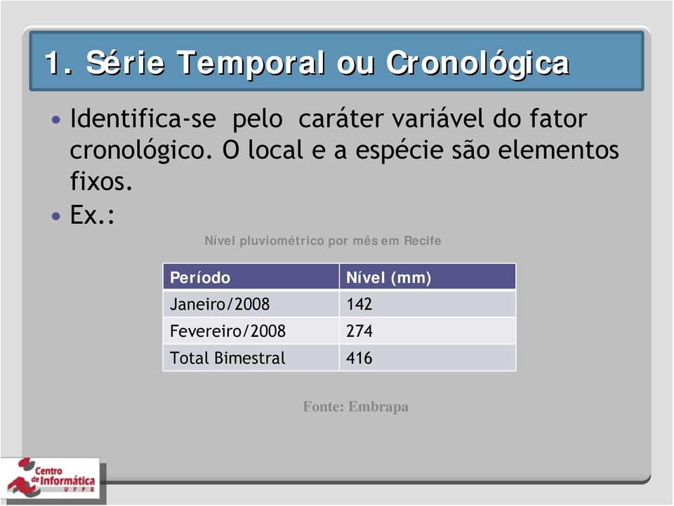 O local e a espécie são elementos fixos. Ex.