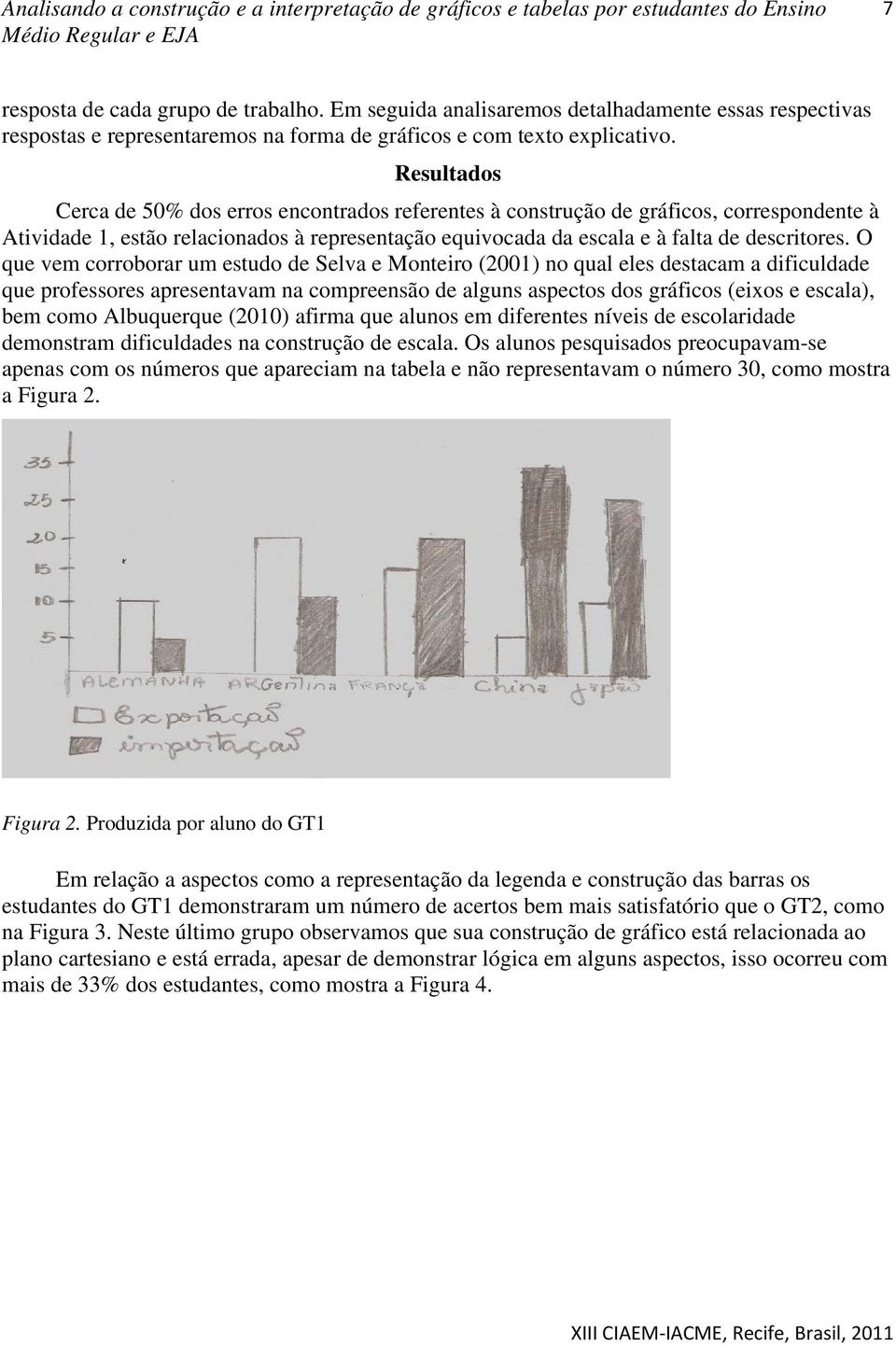 O que vem corroborar um estudo de Selva e Monteiro (2001) no qual eles destacam a dificuldade que professores apresentavam na compreensão de alguns aspectos dos gráficos (eixos e escala), bem como