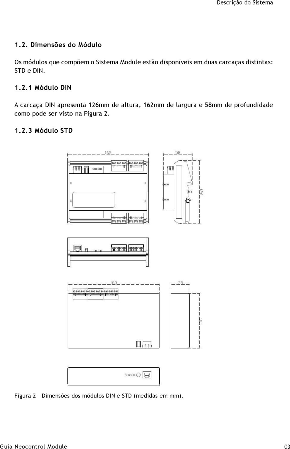 carcaças distintas: STD e DIN. 1.2.