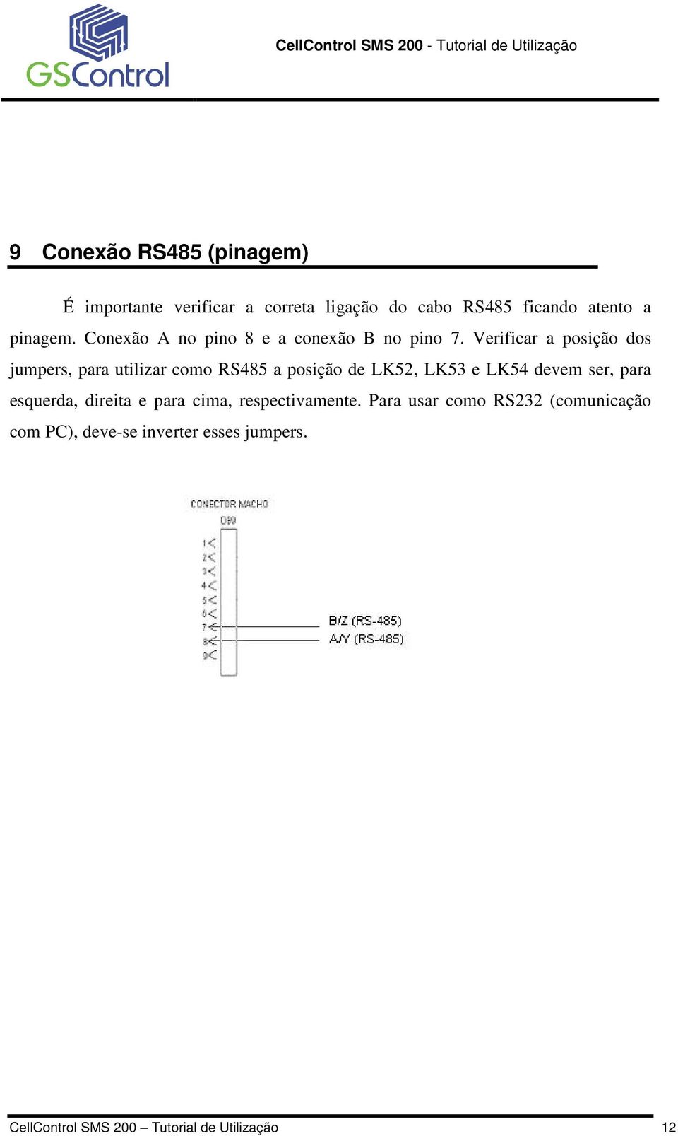 Verificar a posição dos jumpers, para utilizar como RS485 a posição de LK52, LK53 e LK54 devem ser, para