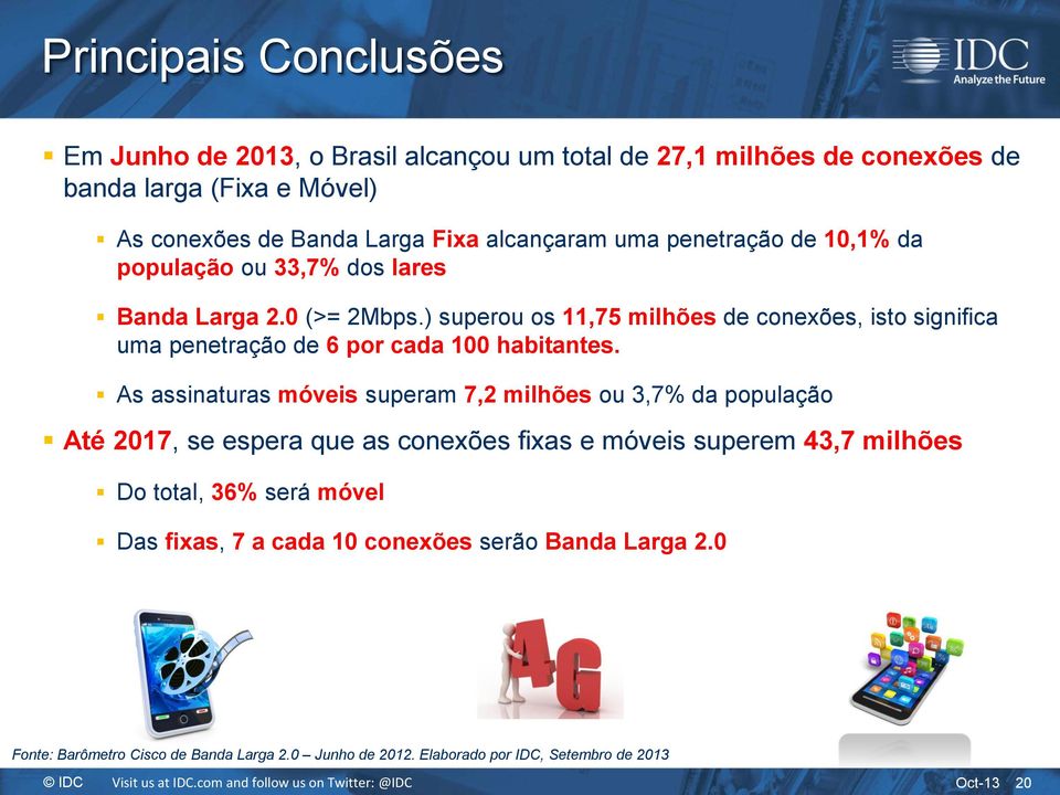 ) superou os 11,75 milhões de conexões, isto significa uma penetração de 6 por cada 100 habitantes.