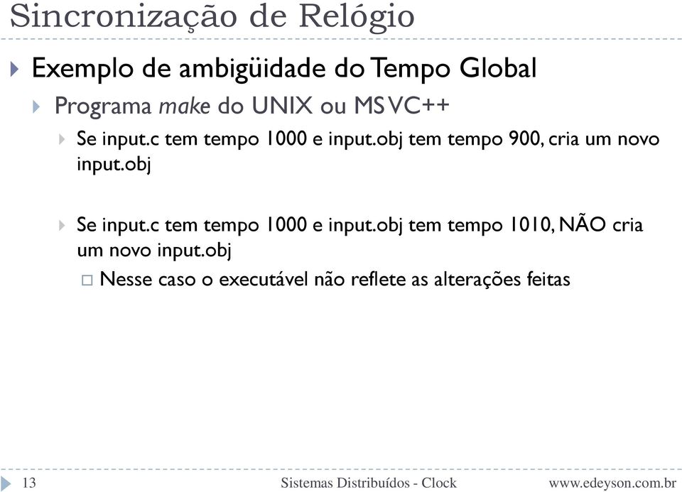 obj tem tempo 900, cria um novo input.obj Se input.c tem tempo 1000 e input.