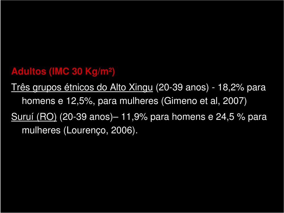 mulheres (Gimeno et al, 2007) Suruí (RO) (20-39 anos)