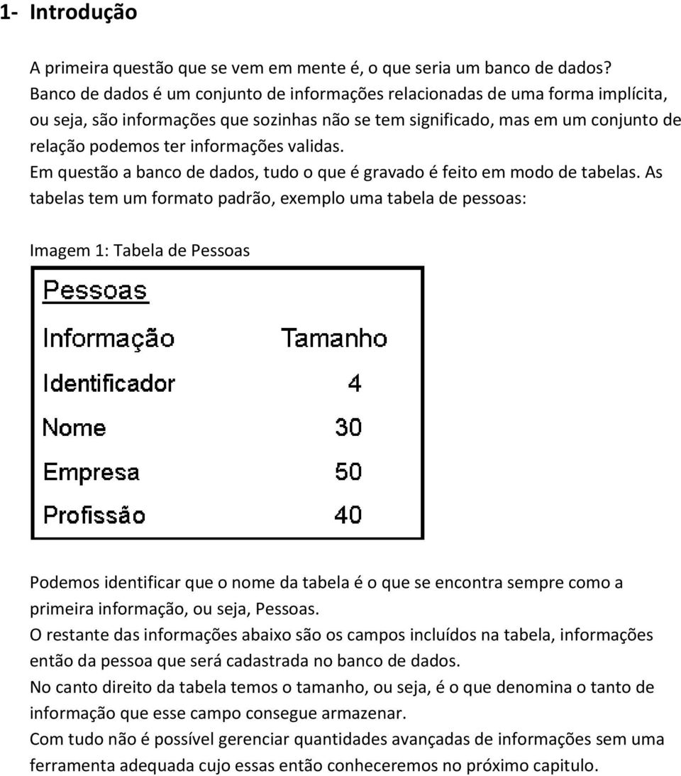 validas. Em questão a banco de dados, tudo o que é gravado é feito em modo de tabelas.