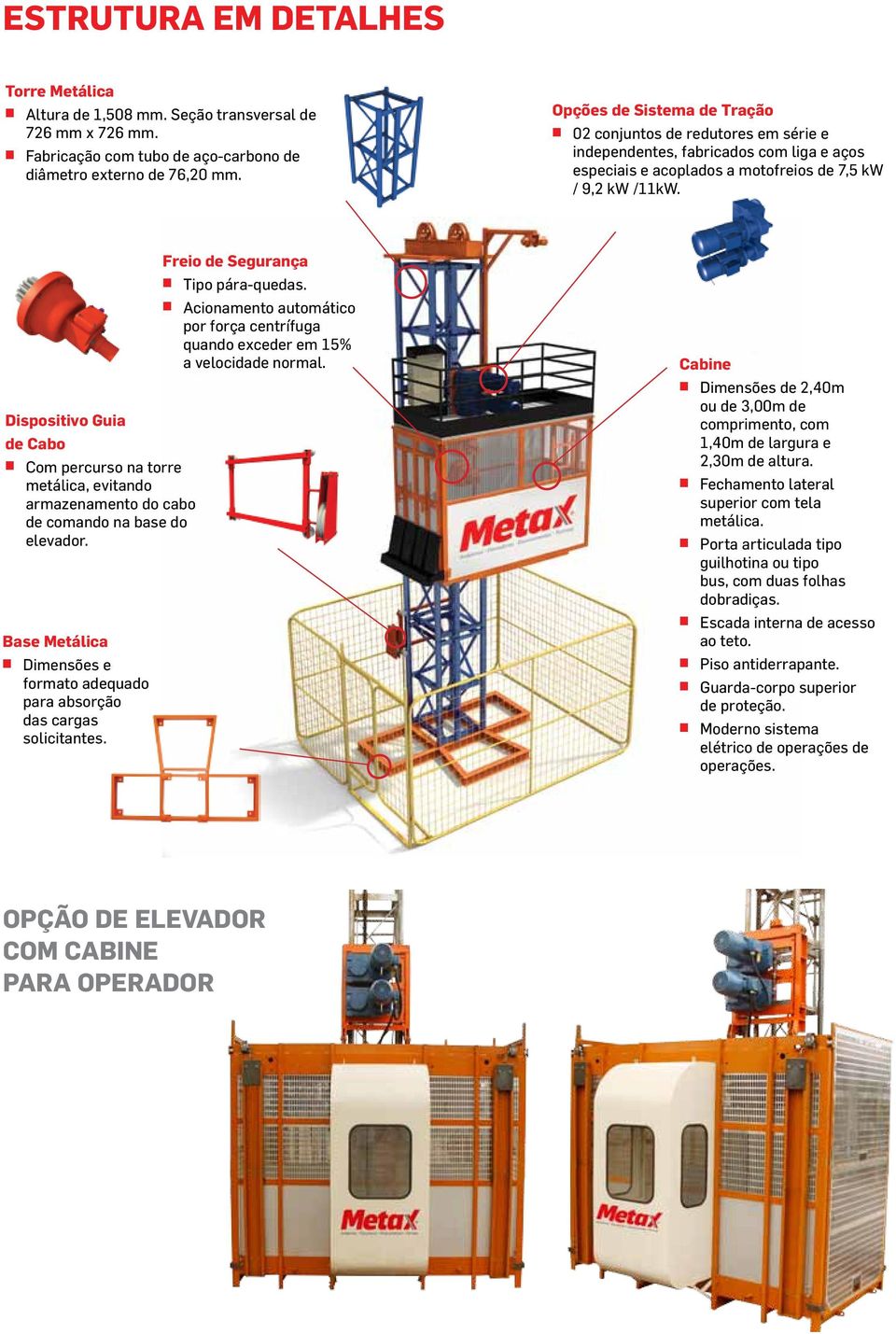 Dispositivo Guia de Cabo Base Metálica Dimensões e formato adequado para absorção das cargas solicitantes. Freio de Segurança Tipo pára-quedas.