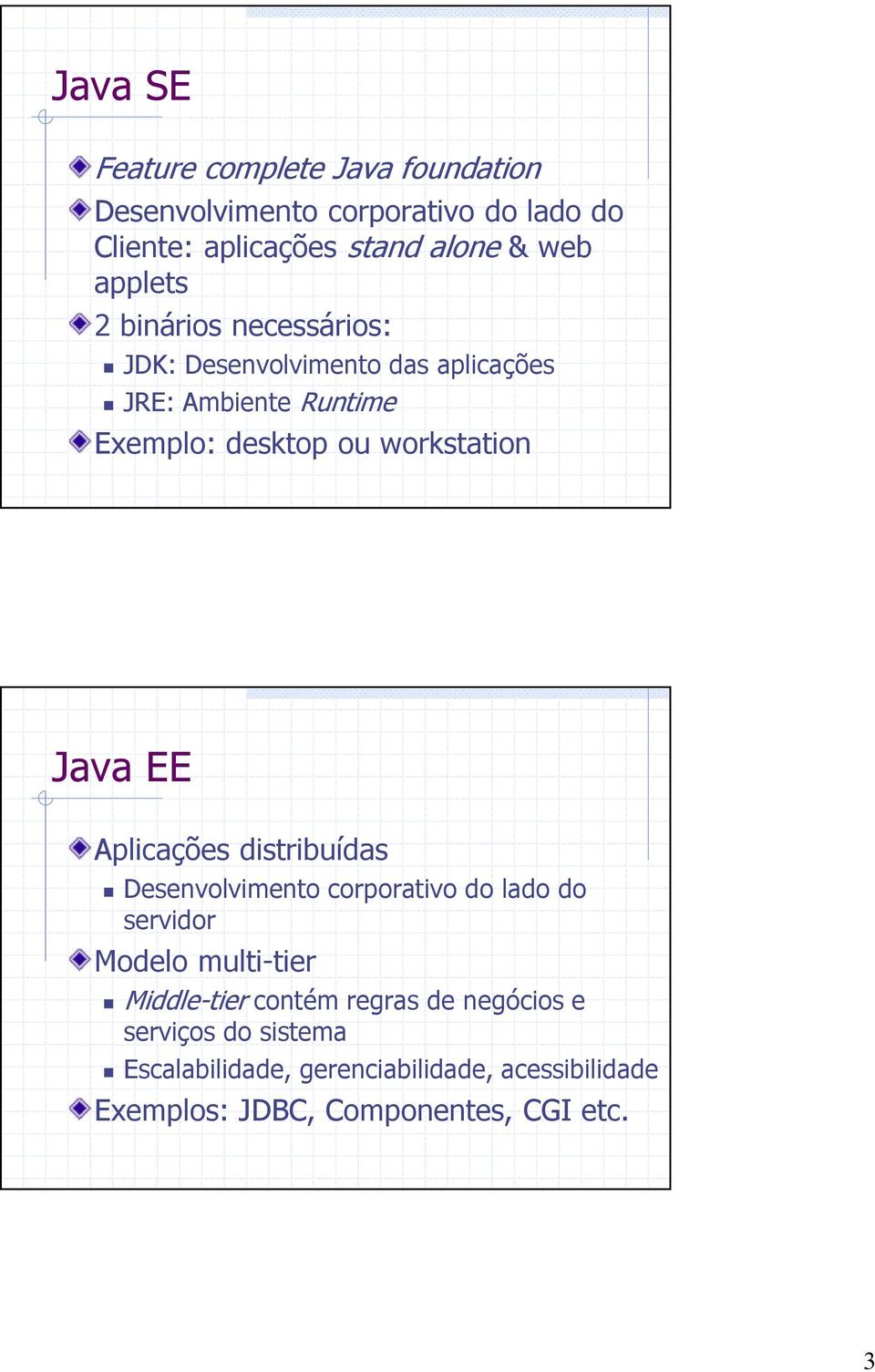 Java EE Aplicações distribuídas Desenvolvimento corporativo do lado do servidor Modelo multi-tier Middle-tier contém
