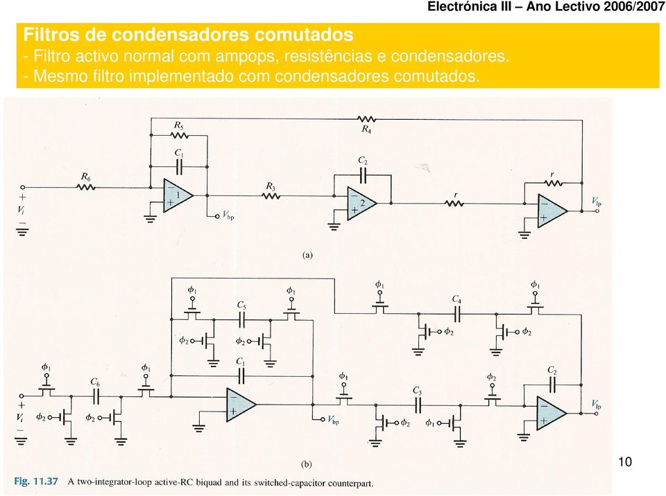 resistências e condensadores.