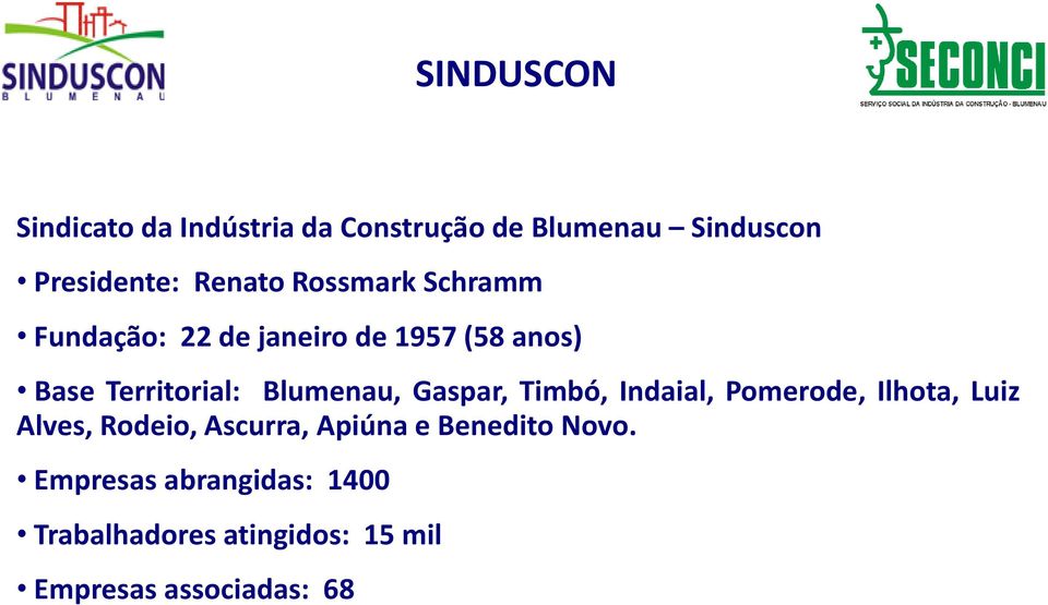 Gaspar, Timbó, Indaial, Pomerode, Ilhota, Luiz Alves, Rodeio, Ascurra, Apiúna e