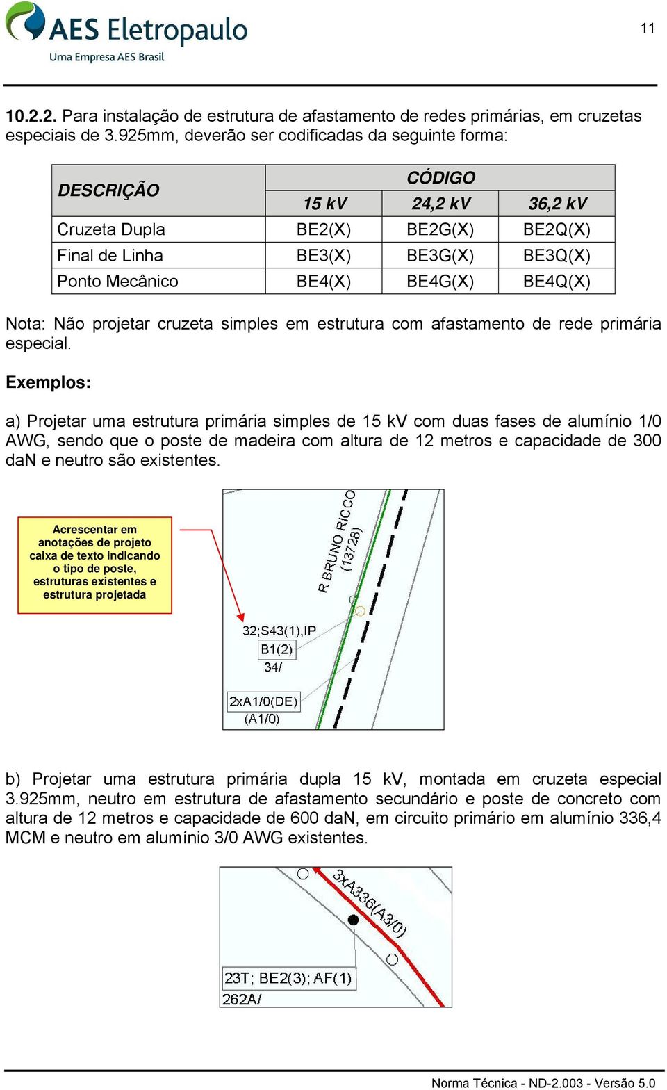 Nota: Não projetar cruzeta simples em estrutura com afastamento de rede primária especial.