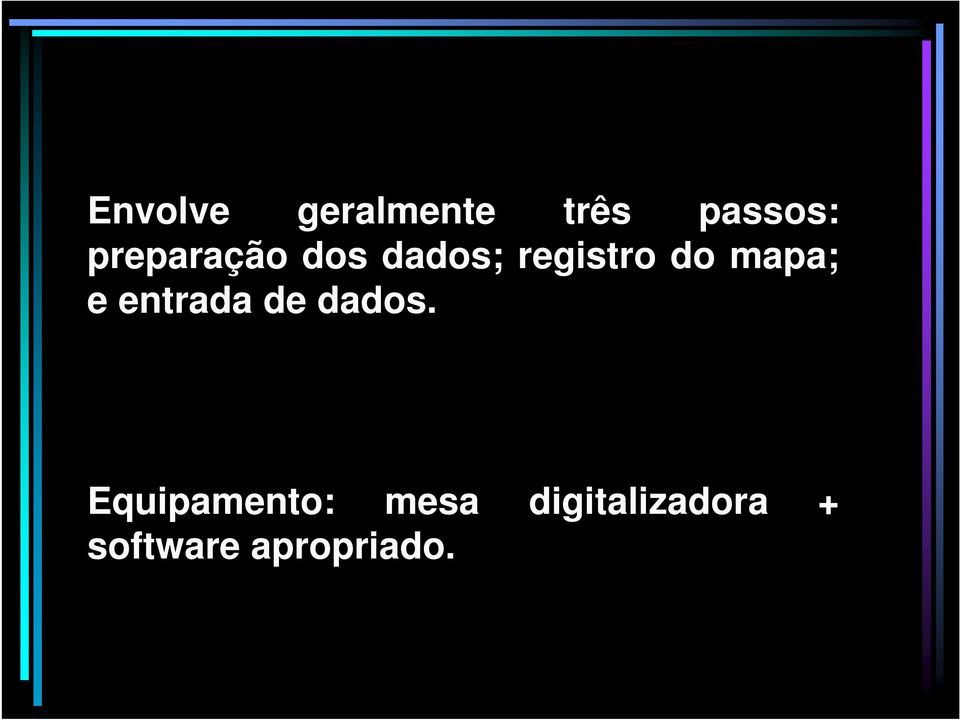 mapa; e entrada de dados.