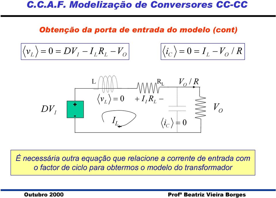 do modelo (cont) v 0 i 0 / / v 0 i 0 É necessária outra