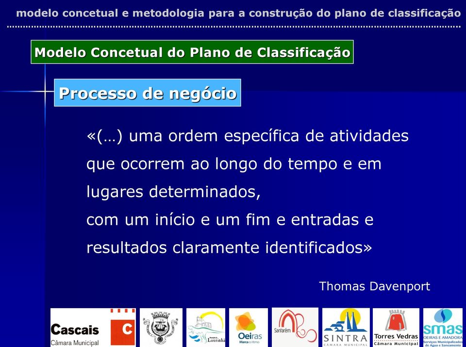 longo do tempo e em lugares determinados, com um início e um