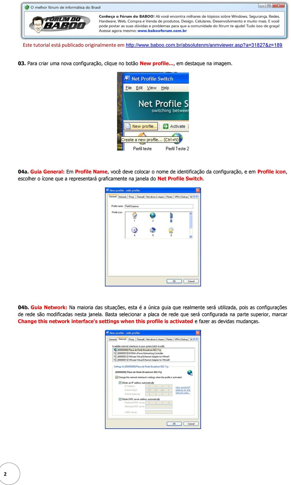 graficamente na janela do Net Profile Switch. 04b.