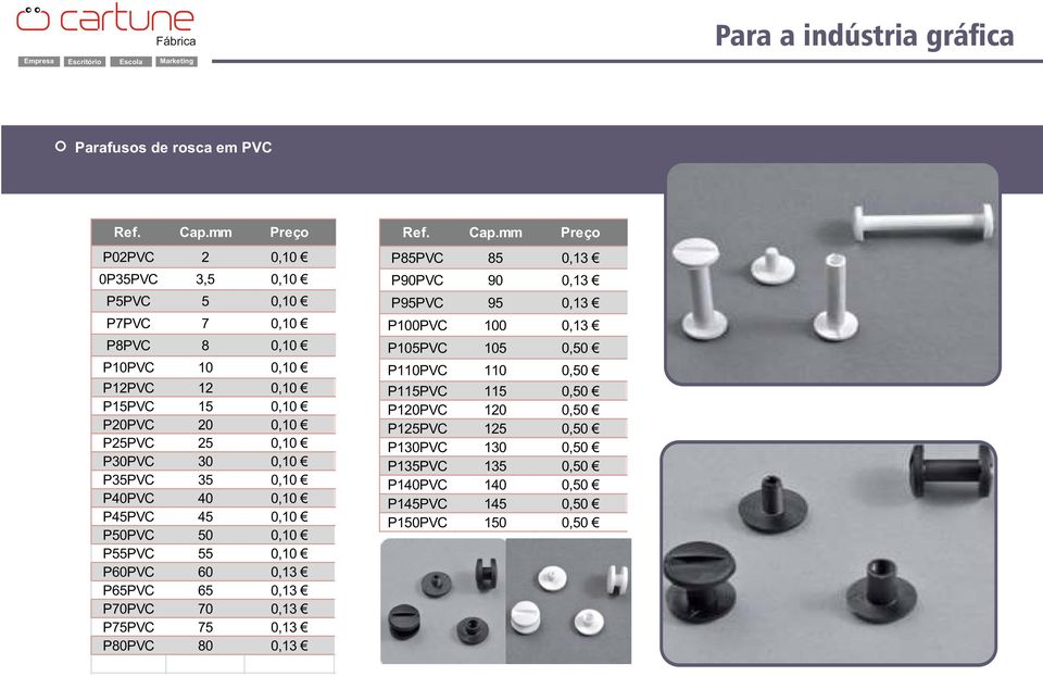 0,10 P30PVC 30 0,10 P35PVC 35 0,10 P40PVC 40 0,10 P45PVC 45 0,10 P50PVC 50 0,10 P55PVC 55 0,10 P60PVC 60 0,13 P65PVC 65 0,13 P70PVC 70 0,13 P75PVC 75