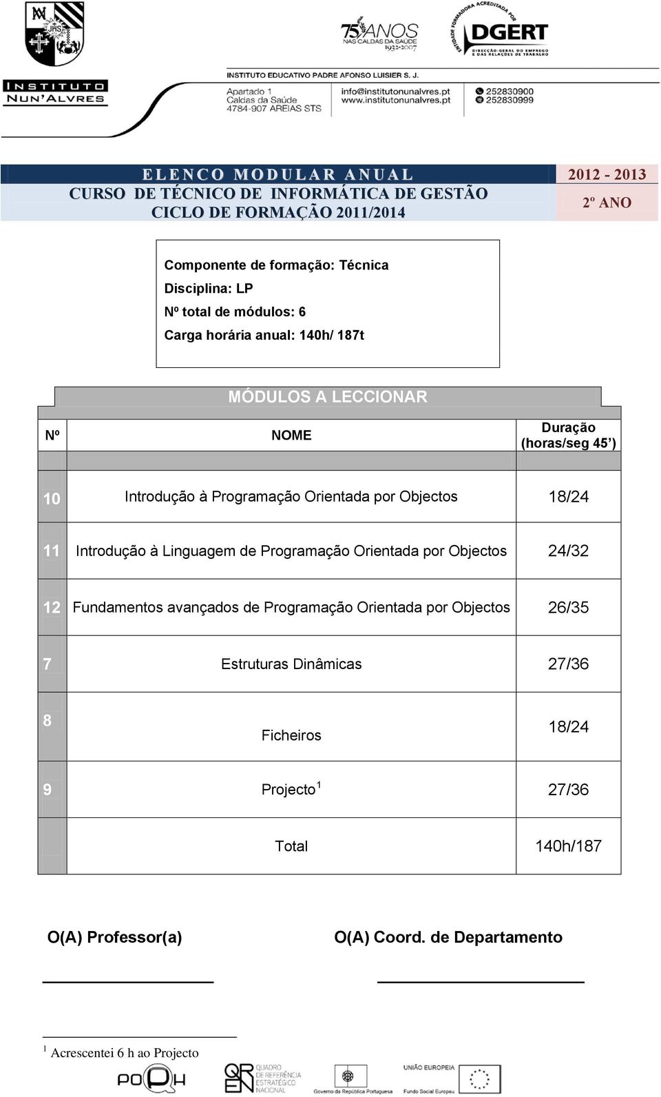 Orientada por Objectos 18/24 11 Introdução à Linguagem de Programação Orientada por Objectos 24/32 12 Fundamentos avançados de