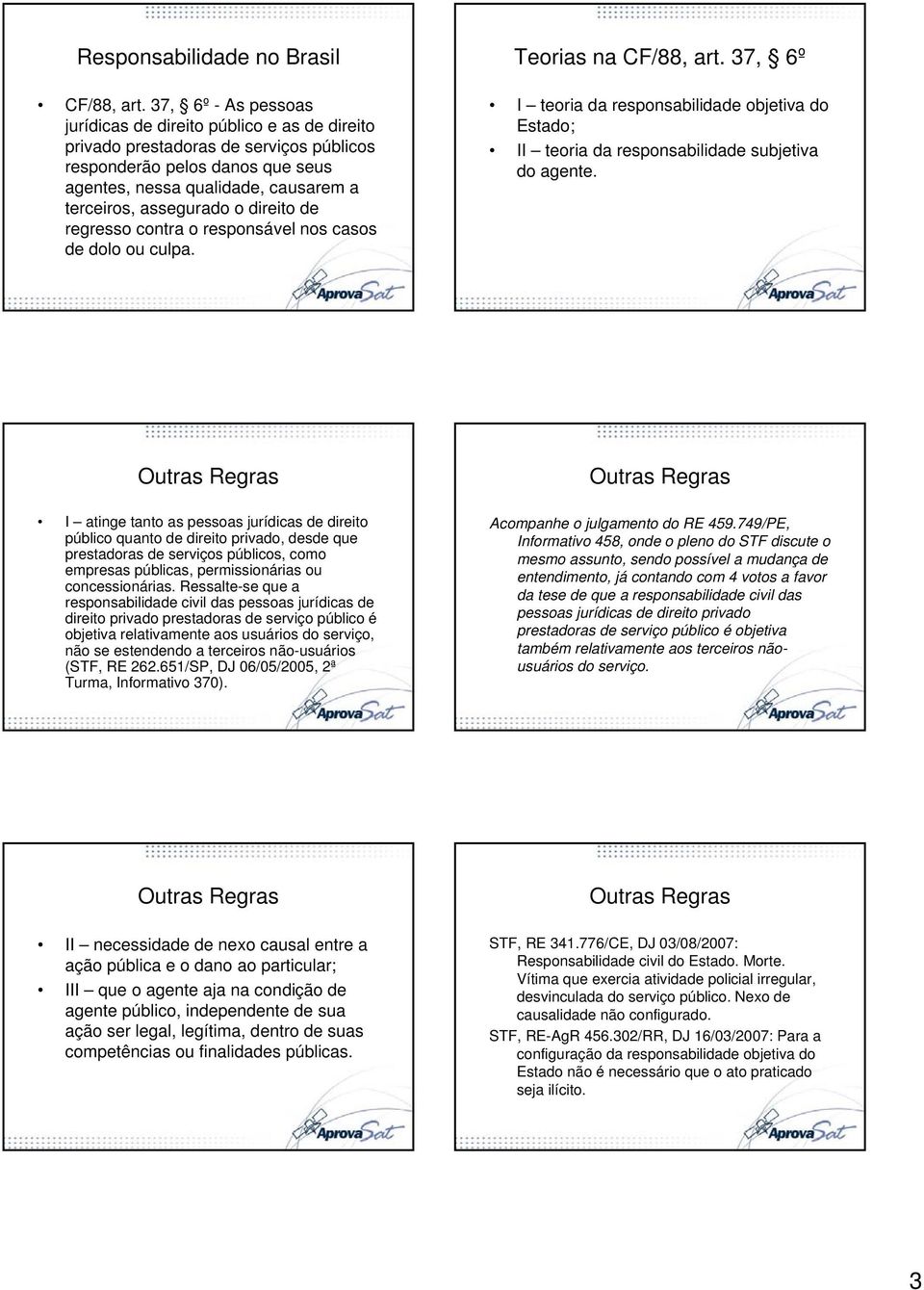 direito de regresso contra o responsável nos casos de dolo ou culpa. Teorias na CF/88, art. 37, 6º I teoria da responsabilidade objetiva do Estado; II teoria da responsabilidade subjetiva do agente.