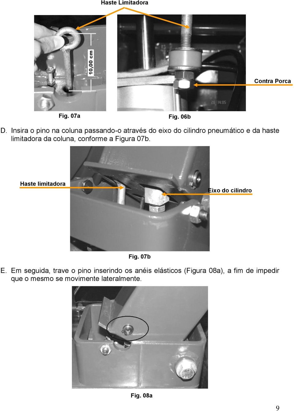 limitadora da coluna, conforme a Figura 07b. Haste limitadora Eixo do cilindro Fig. 07b E.