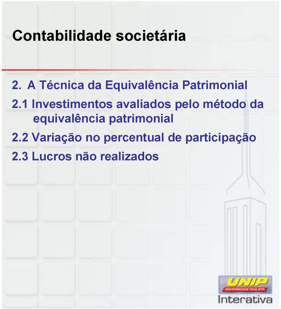 equivalência patrimonial 2.