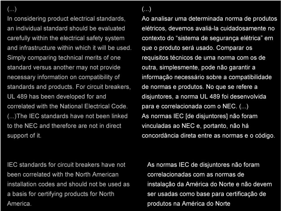 For circuit breakers, UL 489 has been developed for and correlated with the National Electrical Code. (.