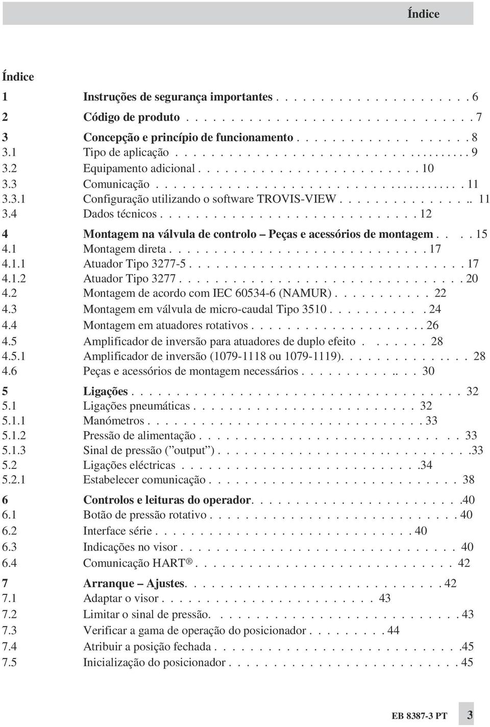 ............... 11 3.4 Dados técnicos............................. 12 4 Montagem na válvula de controlo Peças e acessórios de montagem.... 15 4.1 Montagem direta............................. 17 4.1.1 Atuador Tipo 3277-5.