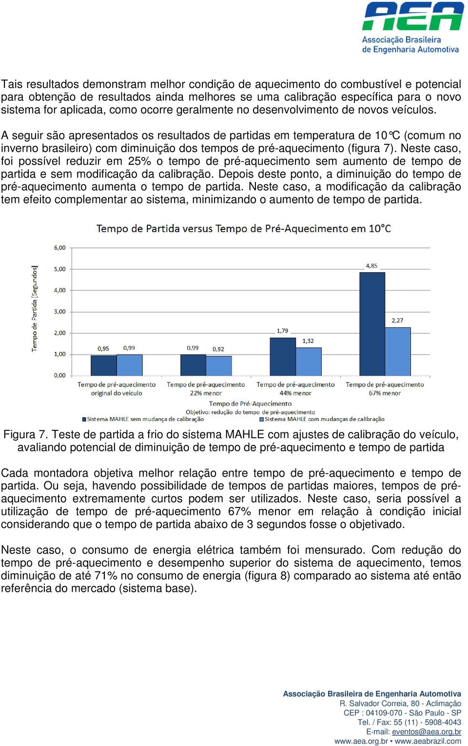 A seguir são apresentados os resultados de partidas em temperatura de 10 C (comum no inverno brasileiro) com diminuição dos tempos de pré-aquecimento (figura 7).